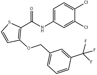 N-(3,4-DICHLOROPHENYL)-3-([3-(TRIFLUOROMETHYL)BENZYL]OXY)-2-THIOPHENECARBOXAMIDE Struktur