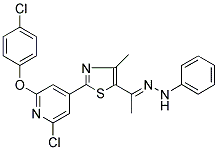 1-(2-[2-CHLORO-6-(4-CHLOROPHENOXY)-4-PYRIDYL]-4-METHYL-1,3-THIAZOL-5-YL)ETHAN-1-ONE 1-PHENYLHYDRAZONE Struktur