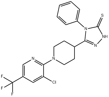 5-(1-[3-CHLORO-5-(TRIFLUOROMETHYL)-2-PYRIDINYL]-4-PIPERIDINYL)-4-PHENYL-4H-1,2,4-TRIAZOL-3-YLHYDROSULFIDE Struktur