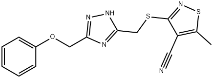 5-METHYL-3-(([5-(PHENOXYMETHYL)-1H-1,2,4-TRIAZOL-3-YL]METHYL)SULFANYL)-4-ISOTHIAZOLECARBONITRILE Struktur