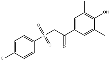 2-[(4-CHLOROPHENYL)SULFONYL]-1-(4-HYDROXY-3,5-DIMETHYLPHENYL)-1-ETHANONE Struktur