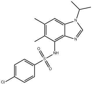 4-CHLORO-N-(1-ISOPROPYL-5,6-DIMETHYL-1H-1,3-BENZIMIDAZOL-4-YL)BENZENESULFONAMIDE Struktur