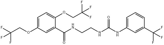 2,5-BIS(2,2,2-TRIFLUOROETHOXY)-N-[2-(([3-(TRIFLUOROMETHYL)ANILINO]CARBONYL)AMINO)ETHYL]BENZENECARBOXAMIDE Struktur