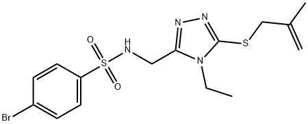 4-BROMO-N-((4-ETHYL-5-[(2-METHYL-2-PROPENYL)SULFANYL]-4H-1,2,4-TRIAZOL-3-YL)METHYL)BENZENESULFONAMIDE Struktur