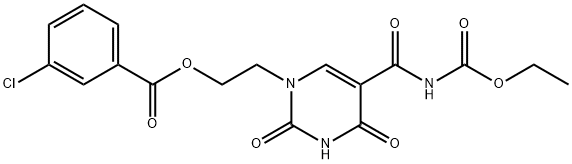 2-[5-([(ETHOXYCARBONYL)AMINO]CARBONYL)-2,4-DIOXO-3,4-DIHYDRO-1(2H)-PYRIMIDINYL]ETHYL 3-CHLOROBENZENECARBOXYLATE Struktur