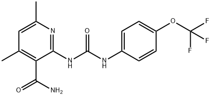 4,6-DIMETHYL-2-(([4-(TRIFLUOROMETHOXY)ANILINO]CARBONYL)AMINO)NICOTINAMIDE Struktur