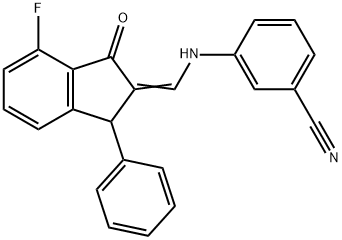 3-([(4-FLUORO-3-OXO-1-PHENYL-1,3-DIHYDRO-2H-INDEN-2-YLIDEN)METHYL]AMINO)BENZENECARBONITRILE Struktur