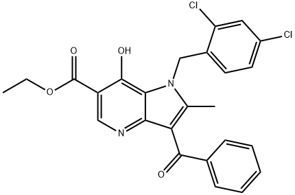 ETHYL 3-BENZOYL-1-(2,4-DICHLOROBENZYL)-7-HYDROXY-2-METHYL-1H-PYRROLO[3,2-B]PYRIDINE-6-CARBOXYLATE Struktur