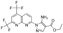 ETHYL 5-AMINO-1-[5,7-BIS(TRIFLUOROMETHYL)[1,8]NAPHTHYRIDIN-2-YL]-1H-PYRAZOLE-4-CARBOXYLATE Struktur