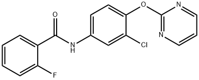 N-[3-CHLORO-4-(2-PYRIMIDINYLOXY)PHENYL]-2-FLUOROBENZENECARBOXAMIDE Struktur