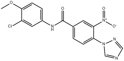 N-(3-CHLORO-4-METHOXYPHENYL)-3-NITRO-4-(1H-1,2,4-TRIAZOL-1-YL)BENZENECARBOXAMIDE Struktur