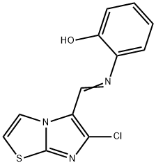 2-([(6-CHLOROIMIDAZO[2,1-B][1,3]THIAZOL-5-YL)METHYLENE]AMINO)BENZENOL Struktur