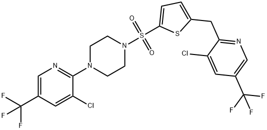 1-[3-CHLORO-5-(TRIFLUOROMETHYL)-2-PYRIDINYL]-4-[(5-([3-CHLORO-5-(TRIFLUOROMETHYL)-2-PYRIDINYL]METHYL)-2-THIENYL)SULFONYL]PIPERAZINE Struktur