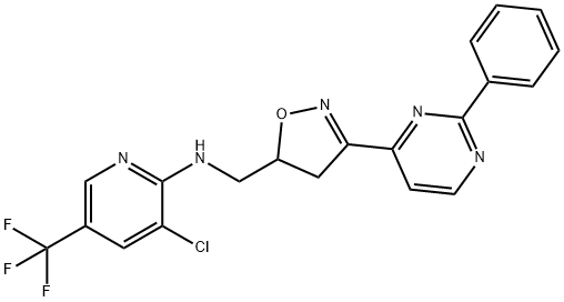 3-CHLORO-N-([3-(2-PHENYL-4-PYRIMIDINYL)-4,5-DIHYDRO-5-ISOXAZOLYL]METHYL)-5-(TRIFLUOROMETHYL)-2-PYRIDINAMINE Struktur