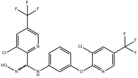 3-CHLORO-N-(3-([3-CHLORO-5-(TRIFLUOROMETHYL)-2-PYRIDINYL]OXY)PHENYL)-N'-HYDROXY-5-(TRIFLUOROMETHYL)-2-PYRIDINECARBOXIMIDAMIDE Struktur