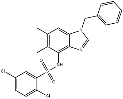 N-(1-BENZYL-5,6-DIMETHYL-1H-1,3-BENZIMIDAZOL-4-YL)-2,5-DICHLOROBENZENESULFONAMIDE Struktur