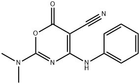 4-ANILINO-2-(DIMETHYLAMINO)-6-OXO-6H-1,3-OXAZINE-5-CARBONITRILE Struktur