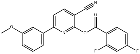 3-CYANO-6-(3-METHOXYPHENYL)-2-PYRIDINYL 2,4-DIFLUOROBENZENECARBOXYLATE Struktur