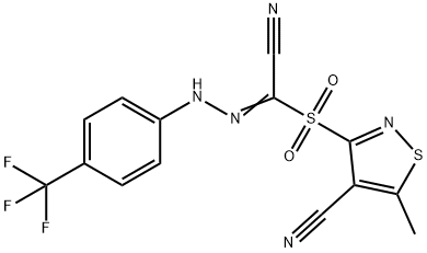 3-((CYANO-2-[4-(TRIFLUOROMETHYL)PHENYL]CARBOHYDRAZONOYL)SULFONYL)-5-METHYL-4-ISOTHIAZOLECARBONITRILE Struktur