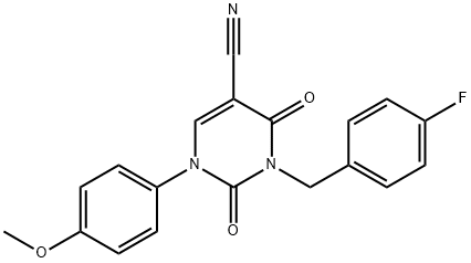 3-(4-FLUOROBENZYL)-1-(4-METHOXYPHENYL)-2,4-DIOXO-1,2,3,4-TETRAHYDRO-5-PYRIMIDINECARBONITRILE Struktur