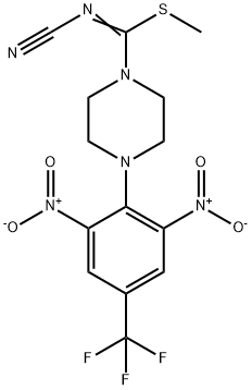 METHYL N-CYANO-4-[2,6-DINITRO-4-(TRIFLUOROMETHYL)PHENYL]TETRAHYDRO-1(2H)-PYRAZINECARBIMIDOTHIOATE Struktur