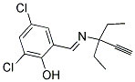 2,4-DICHLORO-6-([(1,1-DIETHYLPROP-2-YNYL)IMINO]METHYL)PHENOL Struktur