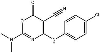 4-(4-CHLOROANILINO)-2-(DIMETHYLAMINO)-6-OXO-6H-1,3-OXAZINE-5-CARBONITRILE Struktur