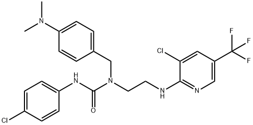 N'-(4-CHLOROPHENYL)-N-(2-([3-CHLORO-5-(TRIFLUOROMETHYL)-2-PYRIDINYL]AMINO)ETHYL)-N-[4-(DIMETHYLAMINO)BENZYL]UREA Struktur