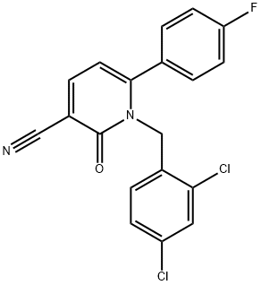 1-(2,4-DICHLOROBENZYL)-6-(4-FLUOROPHENYL)-2-OXO-1,2-DIHYDRO-3-PYRIDINECARBONITRILE Struktur