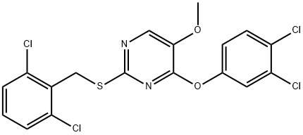 2-[(2,6-DICHLOROBENZYL)SULFANYL]-4-(3,4-DICHLOROPHENOXY)-5-METHOXYPYRIMIDINE Struktur