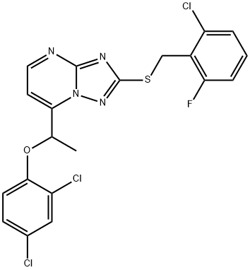 1-(2-[(2-CHLORO-6-FLUOROBENZYL)SULFANYL][1,2,4]TRIAZOLO[1,5-A]PYRIMIDIN-7-YL)ETHYL 2,4-DICHLOROPHENYL ETHER Struktur