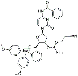 5'DIMETHOXYTRITYL DC(BZ) BETA-CYANOETHYL PHOSPHORAMIDITE Struktur