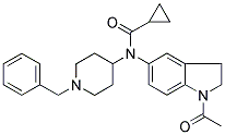 N-(1-ACETYL-2,3-DIHYDRO-(1H)-INDOL-5-YL)-N-(1-BENZYLPIPERIDIN-4-YL)CYCLOPROPYLCARBOXAMIDE Struktur