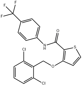 3-[(2,6-DICHLOROBENZYL)OXY]-N-[4-(TRIFLUOROMETHYL)PHENYL]-2-THIOPHENECARBOXAMIDE Struktur