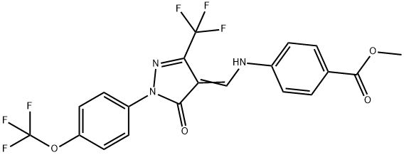 METHYL 4-(([5-OXO-1-[4-(TRIFLUOROMETHOXY)PHENYL]-3-(TRIFLUOROMETHYL)-1,5-DIHYDRO-4H-PYRAZOL-4-YLIDEN]METHYL)AMINO)BENZENECARBOXYLATE Struktur