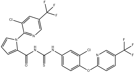 N-(3-CHLORO-4-([5-(TRIFLUOROMETHYL)-2-PYRIDINYL]OXY)PHENYL)-N'-((1-[3-CHLORO-5-(TRIFLUOROMETHYL)-2-PYRIDINYL]-1H-PYRROL-2-YL)CARBONYL)THIOUREA Struktur