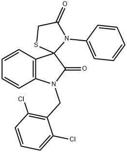 1-(2,6-DICHLOROBENZYL)-3'-PHENYLSPIRO(2,3-DIHYDRO-1H-INDOLE-3,2'-THIAZOLIDINE)-2,4'-DIONE Struktur