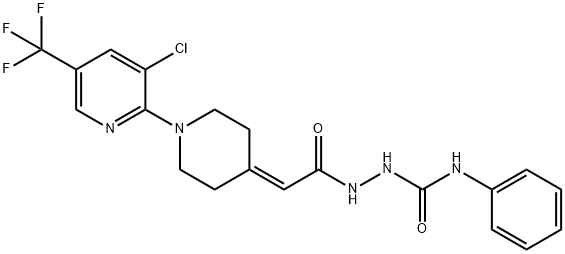 2-(2-(1-[3-CHLORO-5-(TRIFLUOROMETHYL)-2-PYRIDINYL]-4-PIPERIDINYLIDENE)ACETYL)-N-PHENYL-1-HYDRAZINECARBOXAMIDE Struktur