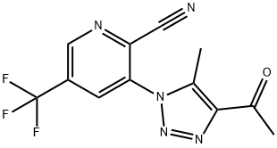 3-(4-ACETYL-5-METHYL-1H-1,2,3-TRIAZOL-1-YL)-5-(TRIFLUOROMETHYL)-2-PYRIDINECARBONITRILE Struktur