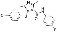 5-[(4-CHLOROPHENYL)SULFANYL]-N-(4-FLUOROPHENYL)-1,3-DIMETHYL-1H-PYRAZOLE-4-CARBOXAMIDE Struktur