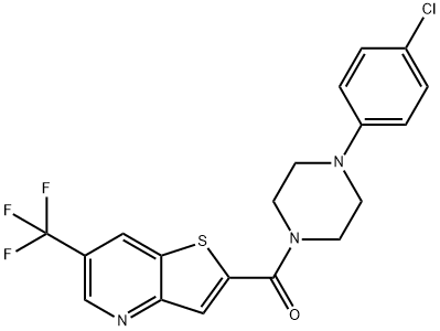 [4-(4-CHLOROPHENYL)PIPERAZINO][6-(TRIFLUOROMETHYL)THIENO[3,2-B]PYRIDIN-2-YL]METHANONE Struktur