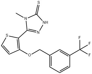 4-METHYL-5-(3-([3-(TRIFLUOROMETHYL)BENZYL]OXY)-2-THIENYL)-4H-1,2,4-TRIAZOL-3-YLHYDROSULFIDE Struktur