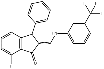 7-FLUORO-3-PHENYL-2-([3-(TRIFLUOROMETHYL)ANILINO]METHYLENE)-1-INDANONE Struktur