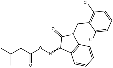 1-(2,6-DICHLOROBENZYL)-3-([(3-METHYLBUTANOYL)OXY]IMINO)-1,3-DIHYDRO-2H-INDOL-2-ONE Struktur