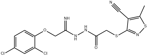 2-[(4-CYANO-5-METHYL-3-ISOTHIAZOLYL)SULFANYL]-N'-[2-(2,4-DICHLOROPHENOXY)ETHANIMIDOYL]ACETOHYDRAZIDE Struktur