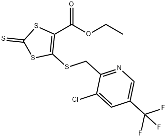 ETHYL 5-(([3-CHLORO-5-(TRIFLUOROMETHYL)-2-PYRIDINYL]METHYL)SULFANYL)-2-THIOXO-1,3-DITHIOLE-4-CARBOXYLATE Struktur