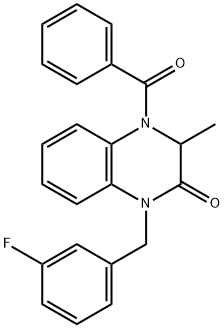 4-BENZOYL-1-(3-FLUOROBENZYL)-3-METHYL-3,4-DIHYDRO-2(1H)-QUINOXALINONE Struktur