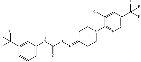 3-CHLORO-5-(TRIFLUOROMETHYL)-2-(4-[(([3-(TRIFLUOROMETHYL)ANILINO]CARBONYL)OXY)IMINO]PIPERIDINO)PYRIDINE Struktur