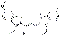 1-ETHYL-3,3,5-TRIMETHYL-2-(3-(6-METHOXY-3-ETHYL-BENZOXAZOLINYLIDENE)-1-PROPENYL) INDOLIUM IODIDE Struktur