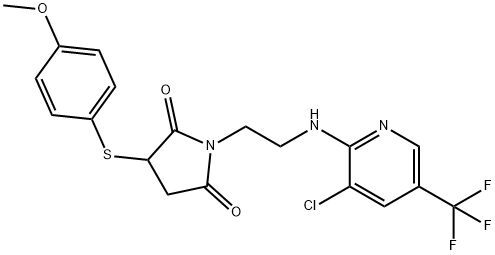 1-(2-([3-CHLORO-5-(TRIFLUOROMETHYL)-2-PYRIDINYL]AMINO)ETHYL)-3-[(4-METHOXYPHENYL)SULFANYL]DIHYDRO-1H-PYRROLE-2,5-DIONE Struktur